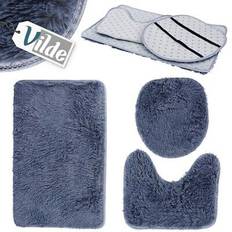 B2X Set of Three Soft Navy Blue Bathroom Rugs
