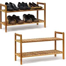 Nogal Organizadores de zapatos Relaxdays Zapateros Madera Nogal Apilables 40.5x69x26 cm 6 Pares Organizador de zapatos