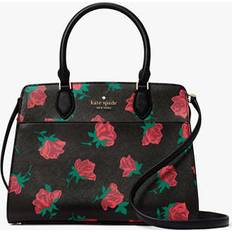 Black Messenger Bags Kate Spade Madison Rose Toss Printed Medium Satchel, Black Multi One Size