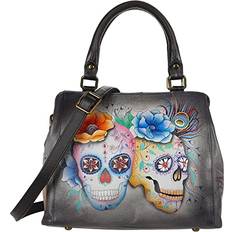 White Messenger Bags Anuschka Anuschka Women’s Genuine Leather Multi Compartment Satchel Hand Painted Exterior Calaveras de Azúcar