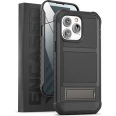 Encased Encased Falcon Designed for iPhone 14 Pro Case with Kickstand, Protective Built-in Screen Protector with Metal Stand Phone Case