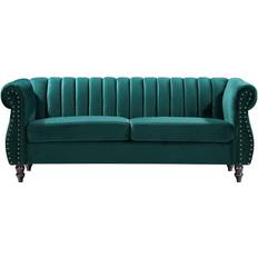 Meubles Vente-unique Chesterfield 3 Places En Velours Vert émeraude TRUMBO Canapé