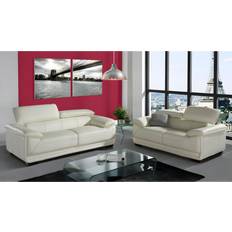 Divano 3 Posti - Divano in Pelle Divani Vente-unique Elfenbein Sofa 3-Sitzer