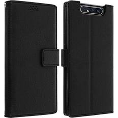 Avizar Flip wallet case slim cover Samsung Galaxy A80 silicone shell Black