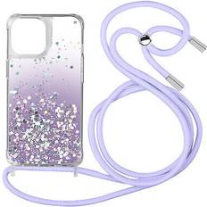 Avizar Case for iPhone 11 Sequined Back With Removable Strap purple gradient Purple