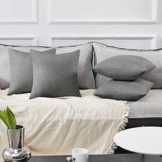 Soft Cushion Faux Linen Pillow Covers 18x18 Inch 4 Pcs