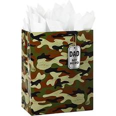 Gift Bags Hällmark Hallmark 13" Large Camo Gift Bag with Tissue Paper "Dad, My Hero" for Christmas, Father's Day, Birthdays, Veterans Day, Thank You, Congratulations, New Dads