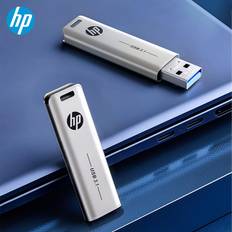 Shein HP USB Flash Drive X796w USB3.1 32GB 64GB 128GB 256GB Metal Pendrive High Speed Push And Pull Metallic Body U-Disk For Destops Laptop Macbook TV