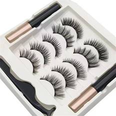 Shein 5 Pairs 5 Magnetic Eyelashes With Tweezers Set 3D Mink Eyelashes Natural Artificial False Lashes Eyelashes Extension Kit