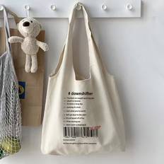 Fashionable Canvas Shopping Bag Letter Print - Lightweight