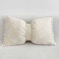 Shein 1pc Faux Suede Cushion Cover With Furry Pom Pom Kuddöverdrag Beige