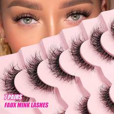 Shein Asiteo 7 Pairs Transparent Band Faux Mink Lashes - Natural Look