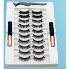 Shein Magnetic Eyelashes With Eyeliner Kit, 10 Pairs Of Natural-looking False Eyelashes With Applicator Easy To Apply, No Glue Needed. 3d And 5d, Short An