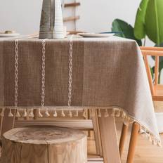 Brown Tablecloths Shein Jacquard Tassel 1pc Coffee Tablecloth Brown