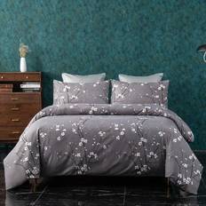 Hemtextil Shein 3pcs/set Flower Pattern Cover Set1 Påslakan Grå