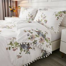 Hemtextil Shein Floral Pattern Pom Pom Trim Påslakan Multifärgad