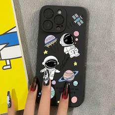 Shein Cartoon Astronaut Protective Soft Phone Case, Compatible With Iphone 15/15 Plus/15 Pro/15 Pro Max/14 Pro Max/14 Pro/14 Plus/14/13pro Max/13pro/13/13mi