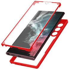 Rouge - Samsung Galaxy S22 Ultra Coques de téléphone portable Avizar Coque pour Samsung Galaxy S22 Ultra Dos Plexiglas Avant Polymère Coins Renforcés Contour rouge