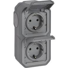 Legrand Schuko-Stikkontakt IP44 Grå 2-Gang Lodret 5 069744L