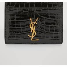 Saint Laurent YSL Monogram Card Case in Croc-Embossed Leather