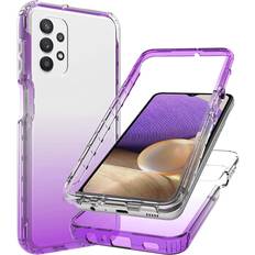 Bohefo Clear Case Compatible with Galaxy A32 5G, Samsung A32 5G Case for Girls Women, Cute Crystal TPU Bumper Shockproof Protective Phone Case Cover for Samsung Galaxy A32 5G Purple