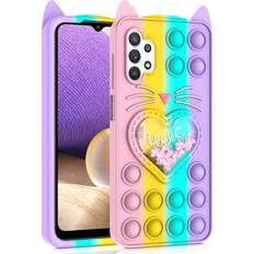 Samsung A32 5G Case, Push Pop Bubble Toy Stress Relief Phone Case, Galaxy A32 5G Case, Samsung Galaxy A32 5G Case-Drop Protection Silicone Case for Women Girls Rainbow