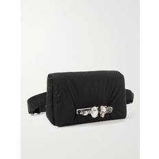 Herre - Skind Bæltetasker Alexander McQueen Knuckle Embellished Leather-Trimmed Shell Messenger Bag - Black