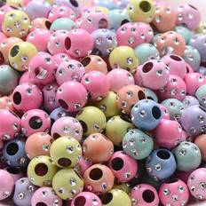 Shein 50pcs/set 8mm Multicolor Round Spacer Beads With Imitation Crystal Effect For Diy Jewelry Making Supplies