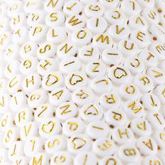 Hobbymaterial Shein 500pcs Acrylic Alphabet Letter Name Beads Heart Beads for Jewelry Making