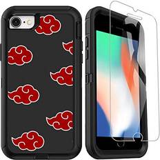 Mobile Phone Covers OTTARTAKS iPhone SE 2020 Case with Screen Protector, Anime iPhone 7 8 Case for Boys Men Cool Design, Full Body Heavy Duty Shockproof Protective Case for iPhone SE 2nd/7/8/6/6s, Red Cloud