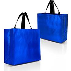 Blue Gift Bags Nush Nush 12 Blue Gift Bags Set, Non-Woven Reusable Shiny Gift Bags with Glossy Finish Ideal As Birthday Bag, Favor Bags bulk, Goodie Bags for Wedding, Birthday Party, Holdays 13x5x11" Medium-Large Size