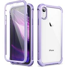 Dexnor Dexnor iPhone XR Case with Screen Protector Clear Rugged 360 Full Body Protective Shockproof Hard Back Defender 2 in 1 Dual Layer Heavy Duty Bumper Cover Case for iPhone XR 6.1" Purple