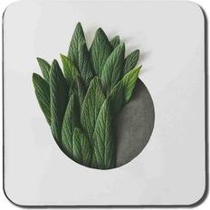 East Urban Home Minimal Green Leaves Coaster