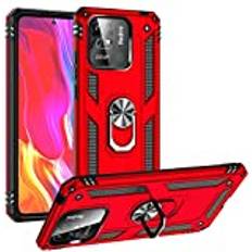 Fodral för Xiaomi Redmi 10C Skal Ställ Stötskydd Hårdskalmodell Slagskydd Skyddande med Ring Ringsteun Stötsäker Kickstand Bumper Case Armor Shockproof Cover Xiaomi Redmi 10C, Röd