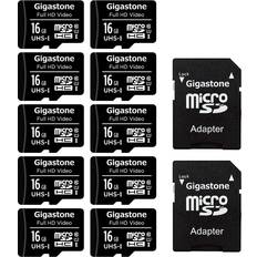 Gigastone [Gigastone] 16GB 10-Pack Micro SD Card, FHD Video, Surveillance Security Cam Action Camera Drone, 85MB/s Micro SDHC UHS-I U1 Class 10, with Adapters