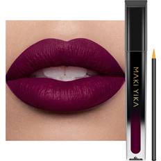 Cosmetics Dark Purple Lipstick Matte, Burgundy Lipstick Liquid for Women Long Lasting Smudge Proof, Waterproof Lip Stain Kiss Proof & Cruelty Free, GOTHIC PLUM