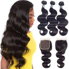 Amella Amella Hair 8A Brazilian Human Hair Body Wave Bundles with Closure Wave