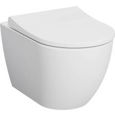 Toilets Kartell Eklipse Round Wall Hung Rimless Wc Pan with Soft Close Seat, White