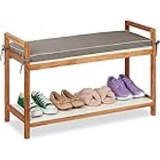 Walnuts Shoe Racks Relaxdays Sitzfläche, abnehmbares Polster Schuhregal