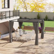 OutSunny 3 3m Light Grey Retractable Pergola Garden Gazebo