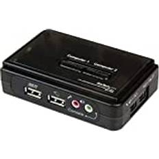 StarTech StarTech.com 2-portars USB KVM-switchsats med ljud och kablar – 2-vägs USB VGA skrivbordsomkopplare inkl. kabel