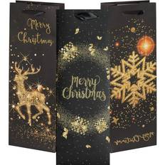 Holiday Wine Gift Bags Black and Gold Wine Bags Elegant Gold and Black Xmas Gift Bags Set of 8