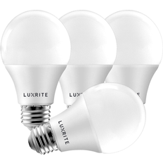 Light Bulbs Luxrite A19 LED Light Bulb 60W Equivalent, Dimmable, 800 Lumens, Enclosed Fixture Rated, Energy Star, E26 Base 4 Pack 4000K Cool White