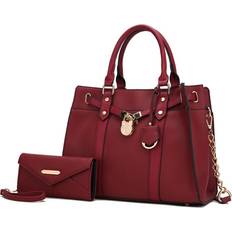 Red Messenger Bags MKF Collection Christine Vegan Leather Women's Satchel Bag with wallet 2 pieces