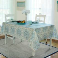 Elrene Circle Stitch Stain Tablecloth Blue