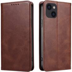 Plånboksställ Telefon Fodral Skal för iPhone 15 Plus Coffee