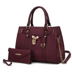 Purple Messenger Bags MKF Collection Christine Vegan Leather Women's Satchel Bag with wallet 2 pieces