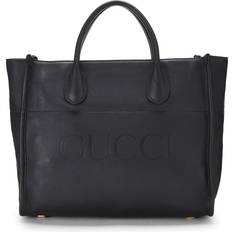 Gucci Black Totes & Shopping Bags Gucci Gucci Black Leather Convertible Logo Tote