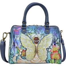 White Messenger Bags Anuschka Anuschka Hand Painted Leather Women's Zip Around Classic Satchel Enchanted Garden