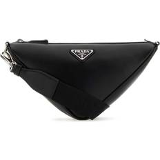 Laukut Prada Black Leather Triangle Crossbody Bag Black